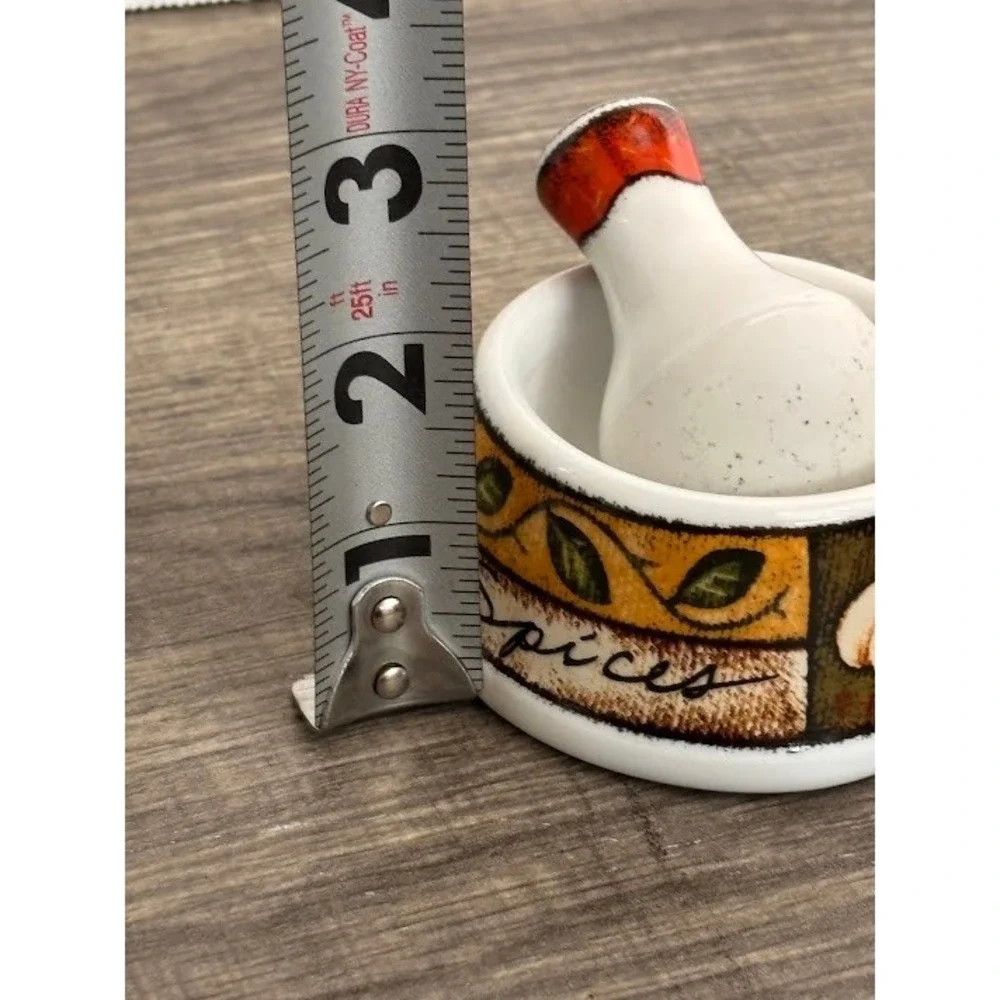 Joie MSC International Ceramic Mini Mortar and Pestle Set Spices Garlic Design